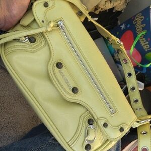 MARINA Lemon Yellow Faux-Leather Shoulder Bag